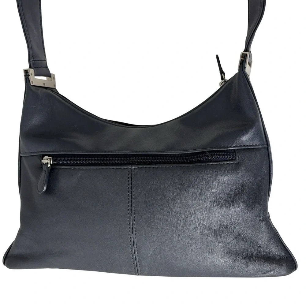 Aurielle Navy Blue Leather Hobo Bag‎ Shoulder Purse Minimalist Y2K Quiet Luxury
